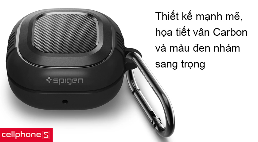 Thiết kế mạnh mẽ, họa tiết vân Carbon và màu đen sang trọng
