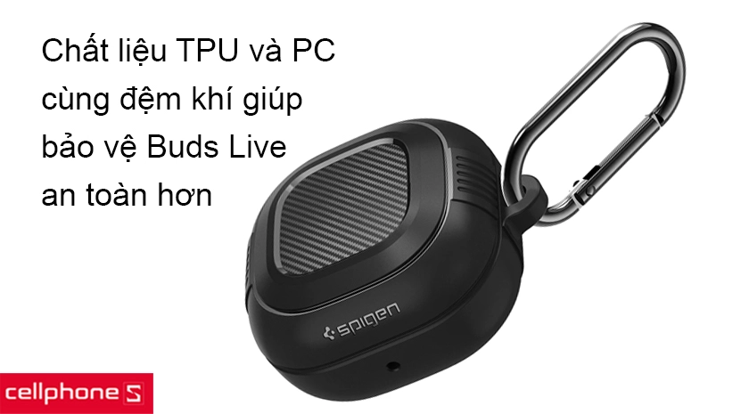 Chất liệu TPU và PC cùng đệm khí giảm sốc bảo vệ an toàn cho Buds
