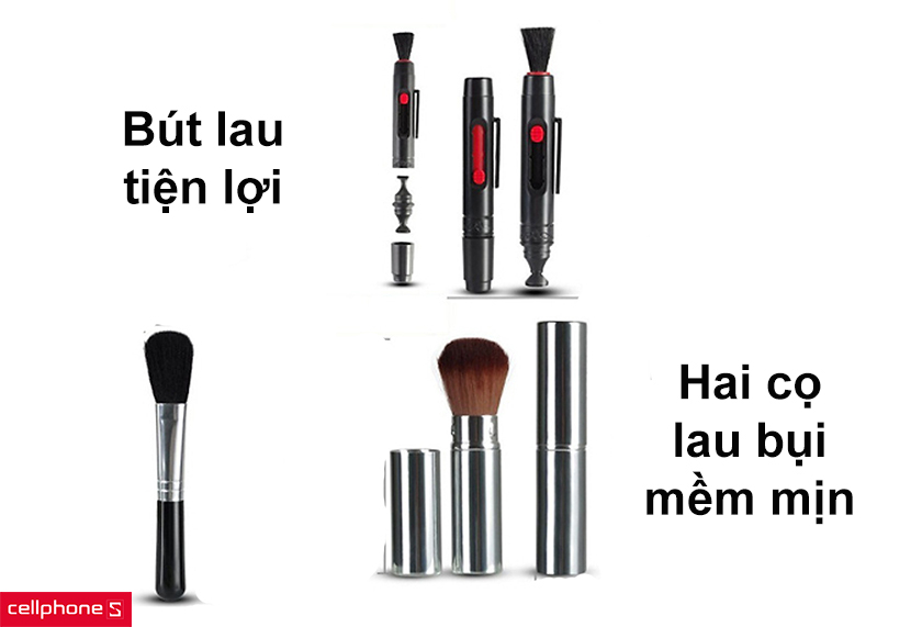 Hai cọ lau bụi mềm mịn, bút lau tiện lợi