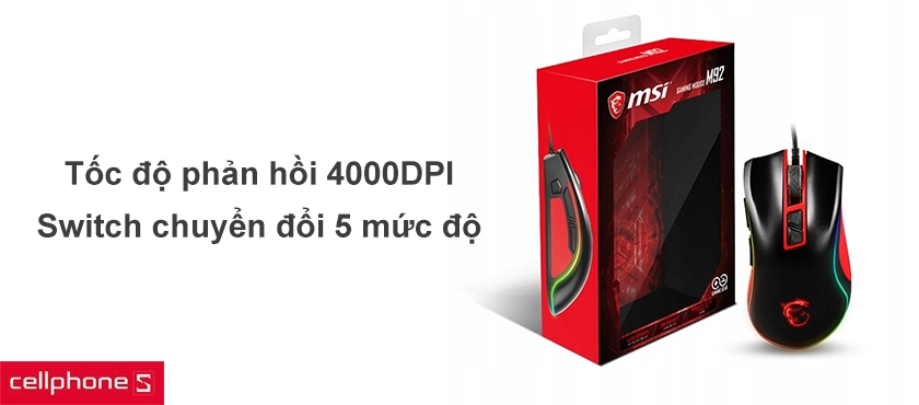 Tốc độ phản hồi lên đến 4000DPI, 5 mức độ chuyển đổi