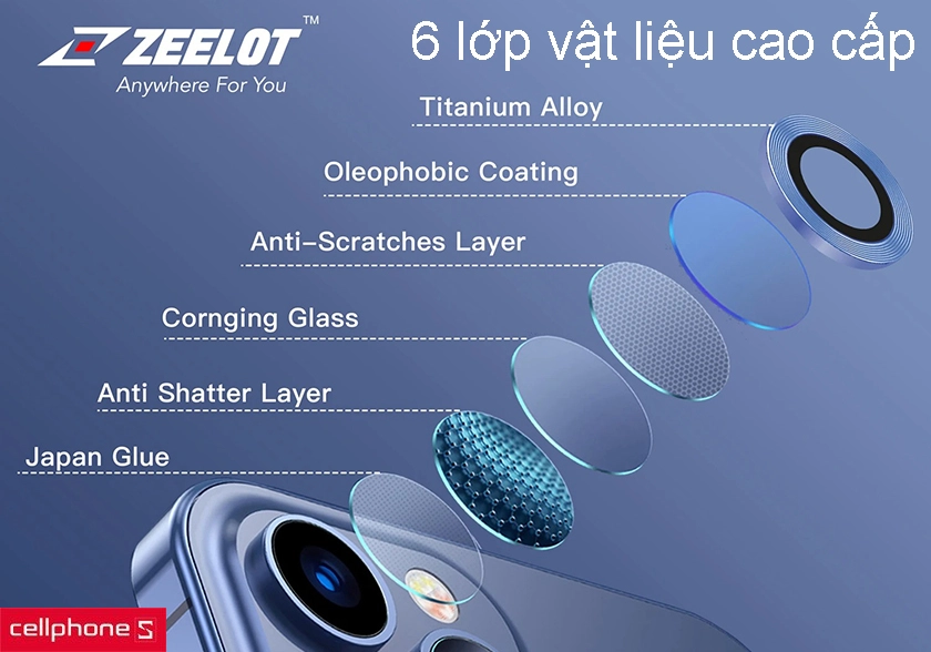 Cấu tạo cao cấp với 6 lớp vật liệu