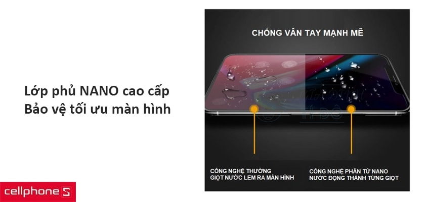 Lớp phủ nano hạn chế bụi bẩn, thích hợp dùng chung với ốp lưng
