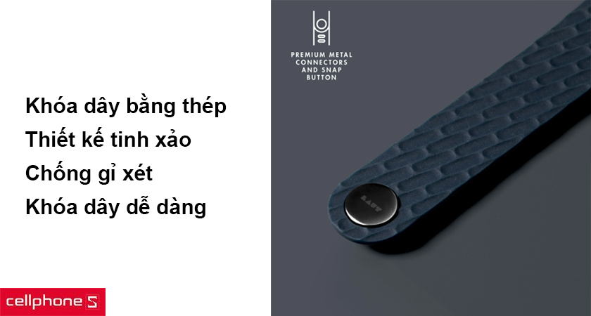 Thiết kế khóa bằng thép sang trọng, chắc chắn, dễ dàng đeo trên tay