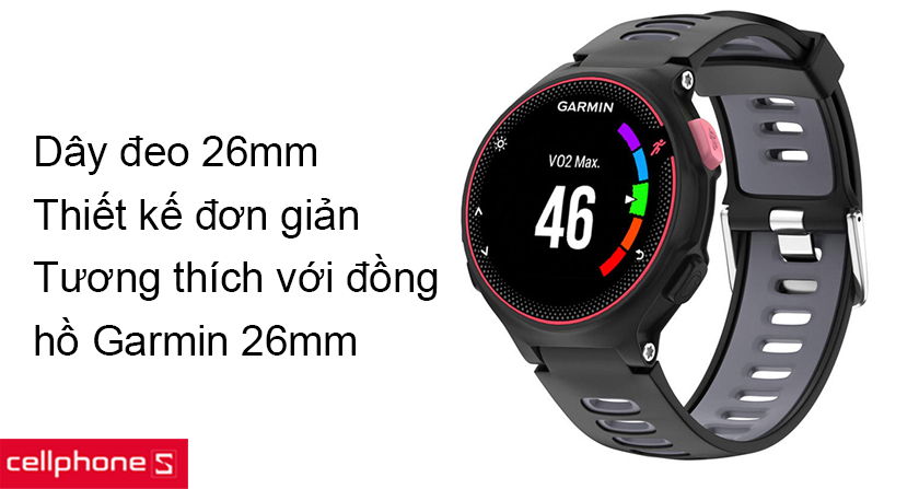 Dây đeo thiết kế đơn giản với chiều rộng 26mm vừa vặn, chốt gài chắc chắn