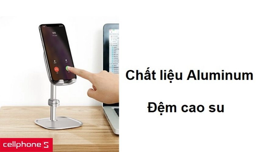 Chất liệu Aluminum cứng cáp và đệm cao su bảo vệ mặt lưng thiết bị