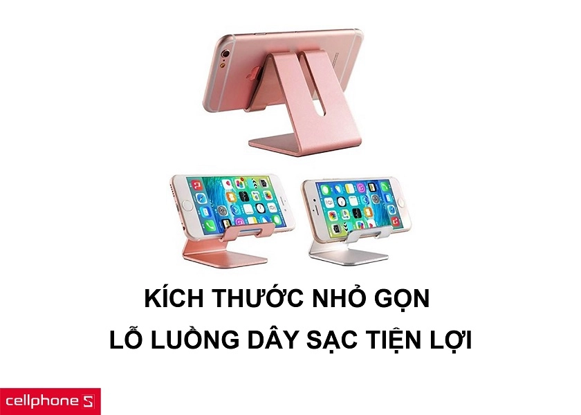 Kích thước nhỏ gọn phù hợp mang theo và thiết kế lỗ luồn dây sạc tiện lợi