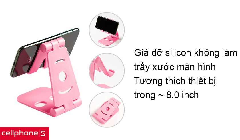 Chân đỡ chắc chắn, giá đỡ bằng silicon, tương thích với các thiết bị trong vòng 8.0 inch