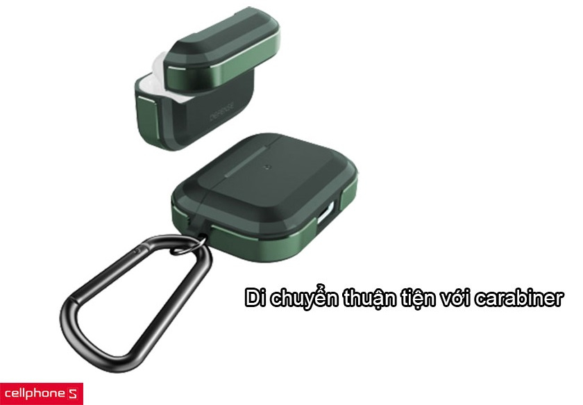 Di chuyển thuận tiện với carabiner, tương thích tốt với sạc không dây