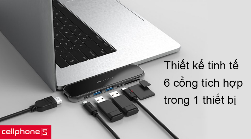 Thiết kế sang trọng với 6 cổng chuyển đổi trong 1 thiết bị