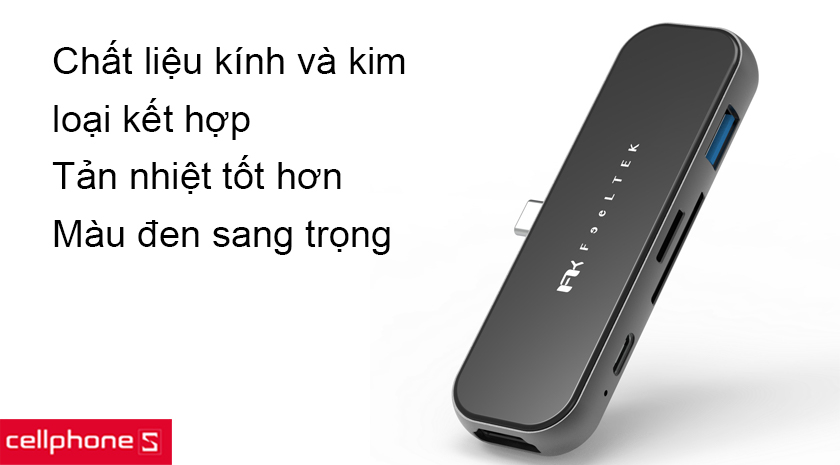 Chất liệu kim loại và kính kết hợp với màu đen tinh tế