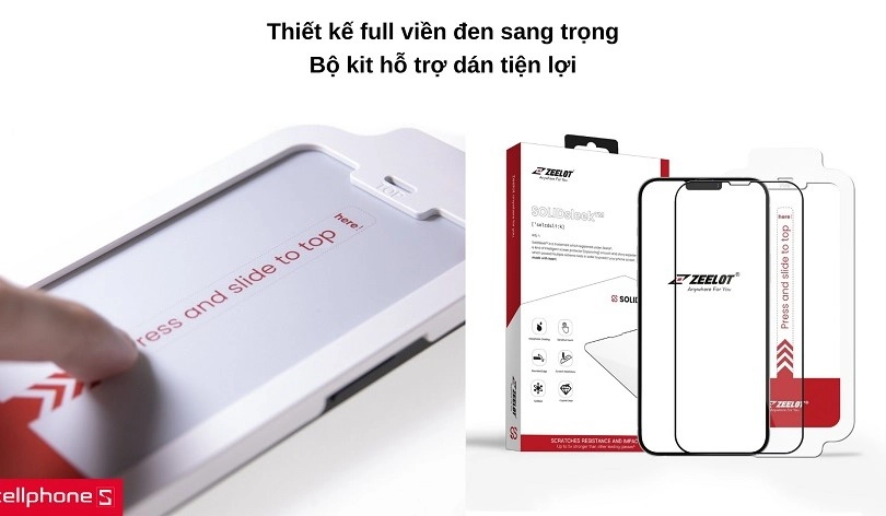 Dán cường lực iPhone 13 Pro Max Zeelot SOLIDsleek kèm kit dán