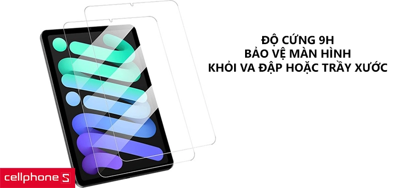 Độ cứng 9H, bảo vệ màn hình iPad khỏi va đập hoặc trầy xước