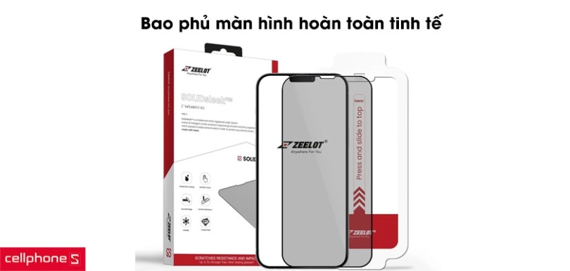 Dán cường lực nhám iPhone 13 Pro Max Zeelot SOLIDsleek kèm kit dán