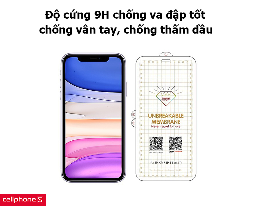 Độ cứng 9H chống vân tay, chống thấm dầu cho cảm giác vuốt dễ dàng