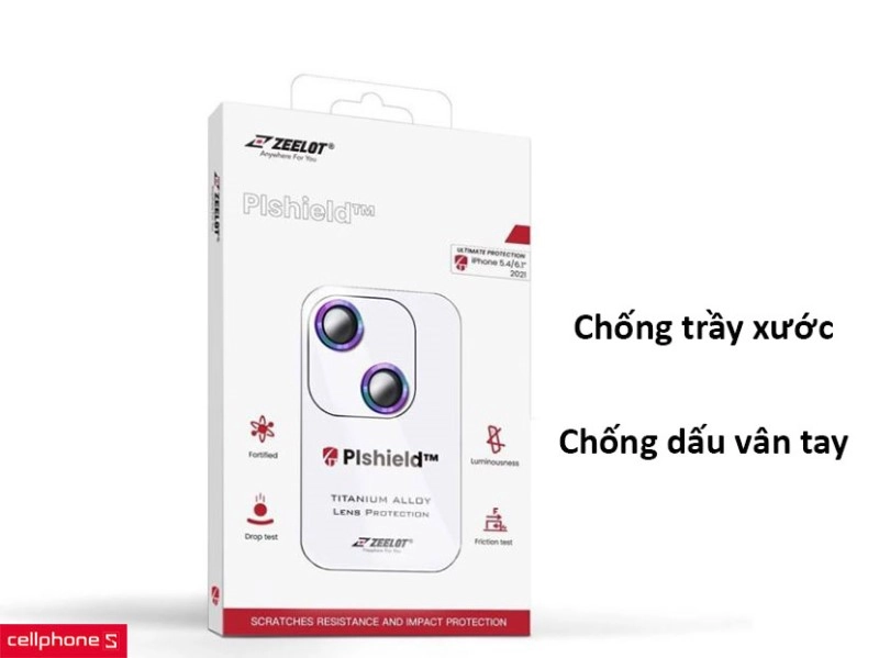 Dán cường lực camera iPhone 13/13 Mini Zeelot Pishield viền màu