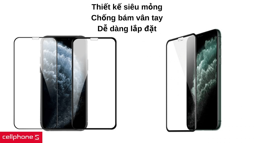 Thiết kế siêu mỏng chỉ 0.26mm, chống bám vân tay & dễ dàng lắp đặt