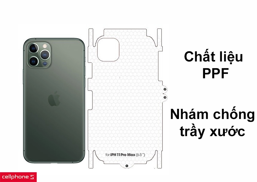 Chất liệu PPF, mặt nhám hạn chế bụi bẩn vân tay, chống trầy xước hiệu quả