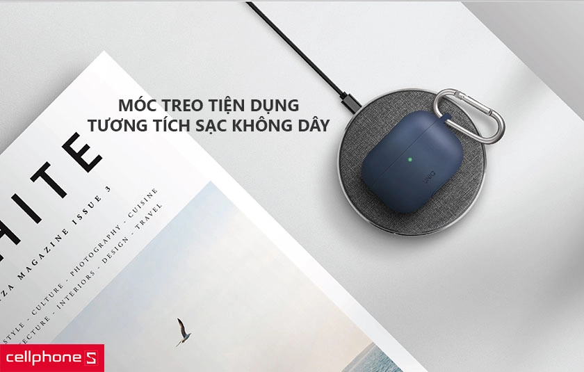 Đính kèm carabiner tiện dụng, tương thích được với sạc không dây