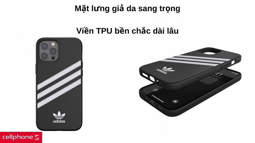 Mặt lưng chất liệu giả da sang trọng, cùng viền TPU chống trầy xước