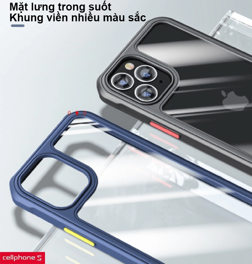 Thiết kế mặt lưng trong suốt, khung viền nhiều màu sắc độc đáo