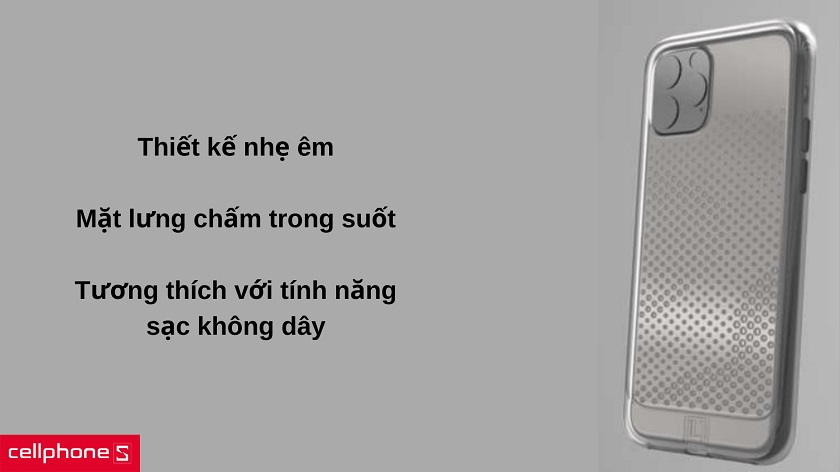 Thiết kế nhẹ êm, mặt lưng chấm trong suốt & tương thích sạc không dây