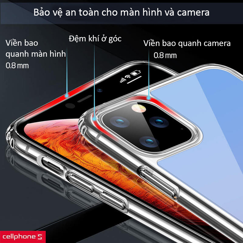 Thiết kế đệm khí ở 4 góc, khung viền máy và camera nhô cao bảo vệ tối đa cho máy