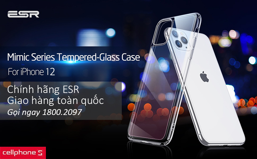 Mua ốp lưng ESR Mimic Tempered Glass Clear cho iPhone 12 chính hãng, chất lượng tại hệ thống CellphoneS