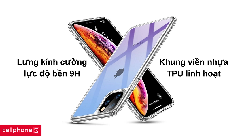 Mặt lưng cường lực 9H trong suốt cứng cáp, an toàn