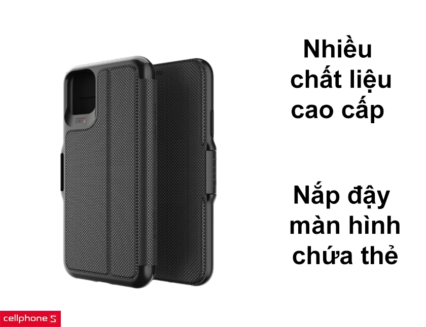 Thiết kế mỏng kết hợp nhiều chất liệu, nắp đậy màn hình chứa thẻ tiện lợi
