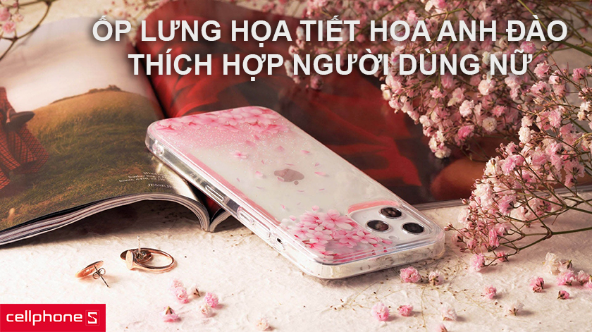 Ốp lưng họa tiết hoa anh đào, thích hợp người dùng nữ