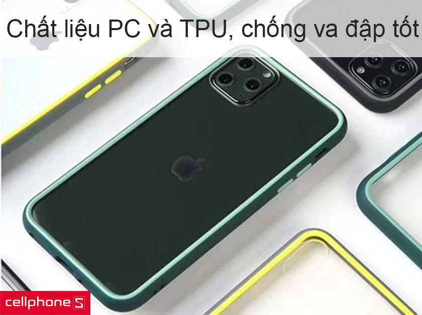Chất liệu nhựa cứng PC và nhựa dẻo TPU giúp máy dễ dàng tháo lắp, đàn hồi cao giúp chống va đập tốt
