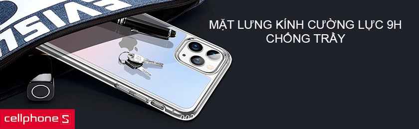 Mặt lưng kính cường lực 9H, chống trầy, chống sốc hiệu quả