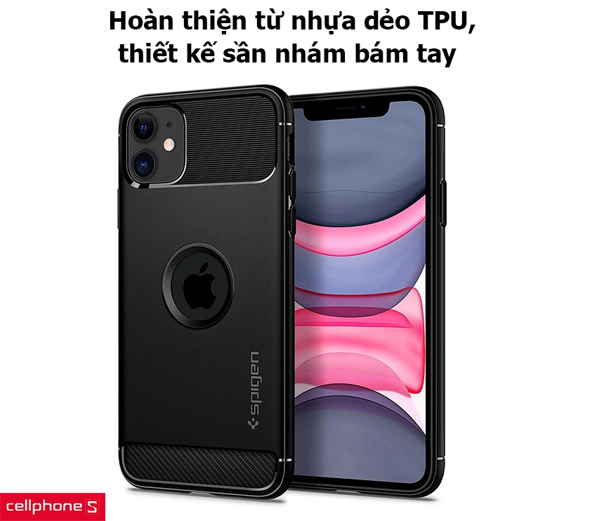 Hoàn thiện từ nhựa dẻo TPU, thiết kế sần nhám bám tay
