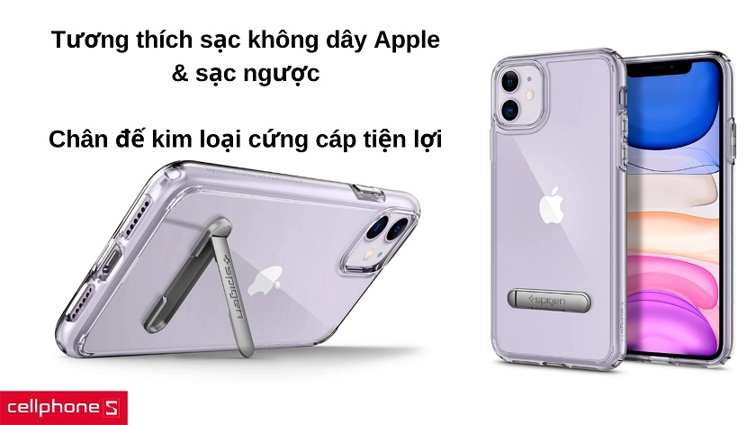 Chân đế kim loại cứng cáp, tương thích sạc không dây hữu ích