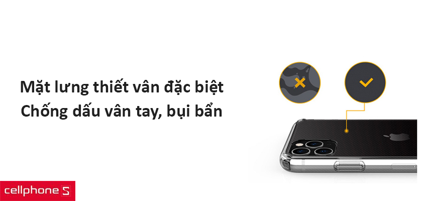 mặt lưng chống bám bẩn, dấu vân tay