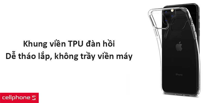 Khung viền TPU đàn hồi tốt, dễ tháo lắp, không làm trầy viền máy