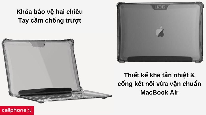 Khóa giữ màn hình cùng khe tản nhiệt giữ MacBook Air luôn linh hoạt khi sử dụng
