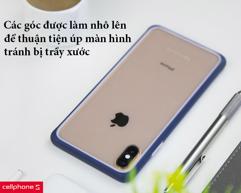 bốn góc ở mặt trước của ốp lưng được làm nhô lên