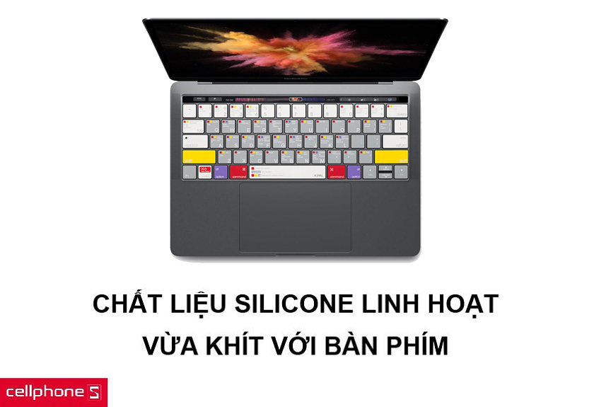 Chất liệu từ Silicone bền bỉ cùng với thiết kế phím bấm vừa khít bàn phím Macbook