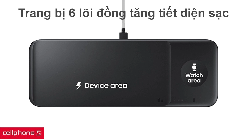 Trang bị 6 lõi đồng tăng tiết diện khi sạc, hỗ trợ sạc cùng lúc 2 thiết bị