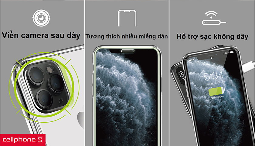 Viền ốp ở phần camera sau được làm dày đồng thời hỗ trợ khả năng sạc không dây