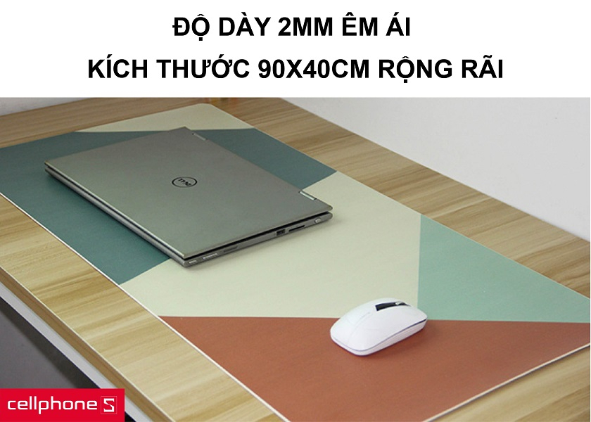 Độ dày 2mm đủ êm ái cho việc sử dụng cùng kích thước 90x40 cm rộng lớn