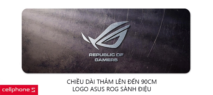 Chiều dài thảm lên đến 90cm, logo ASUS ROG sành điệu