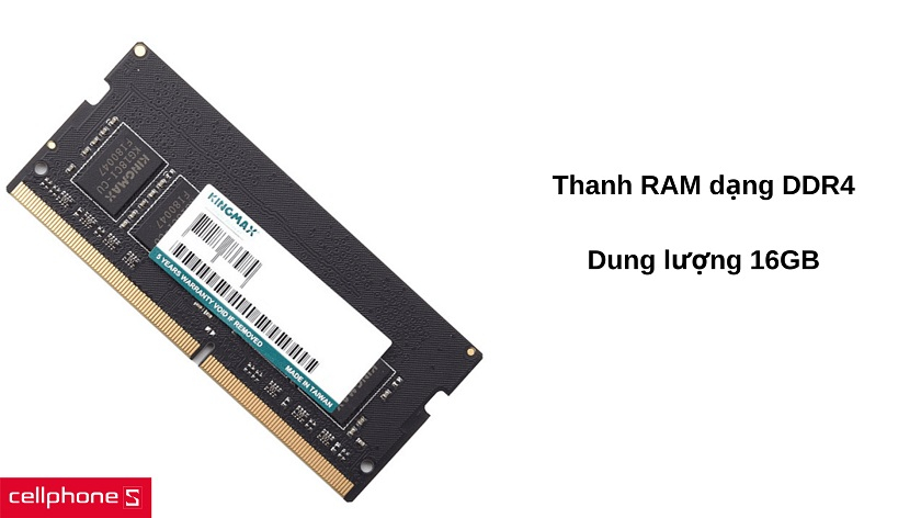 Dạng RAM DDR4 với dung lượng 16 GB