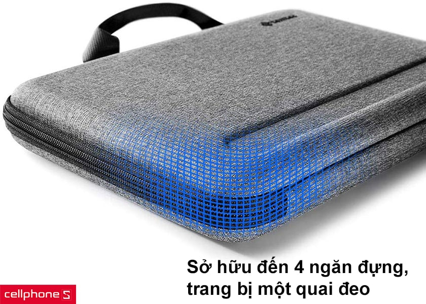 Sở hữu đến bốn ngăn đựng, trang bị một quai đeo