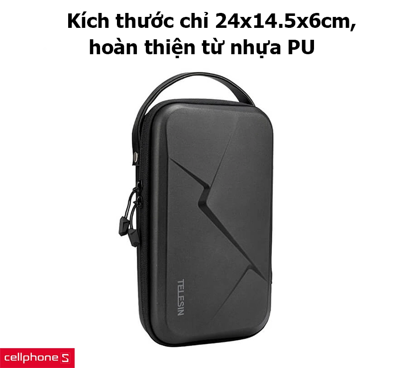 Kích thước chỉ 24x14.5x6cm, hoàn thiện từ nhựa PU
