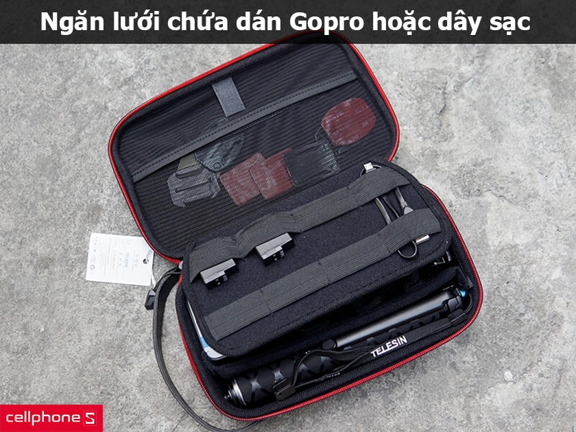 Ngăn lưới đựng dây sạc