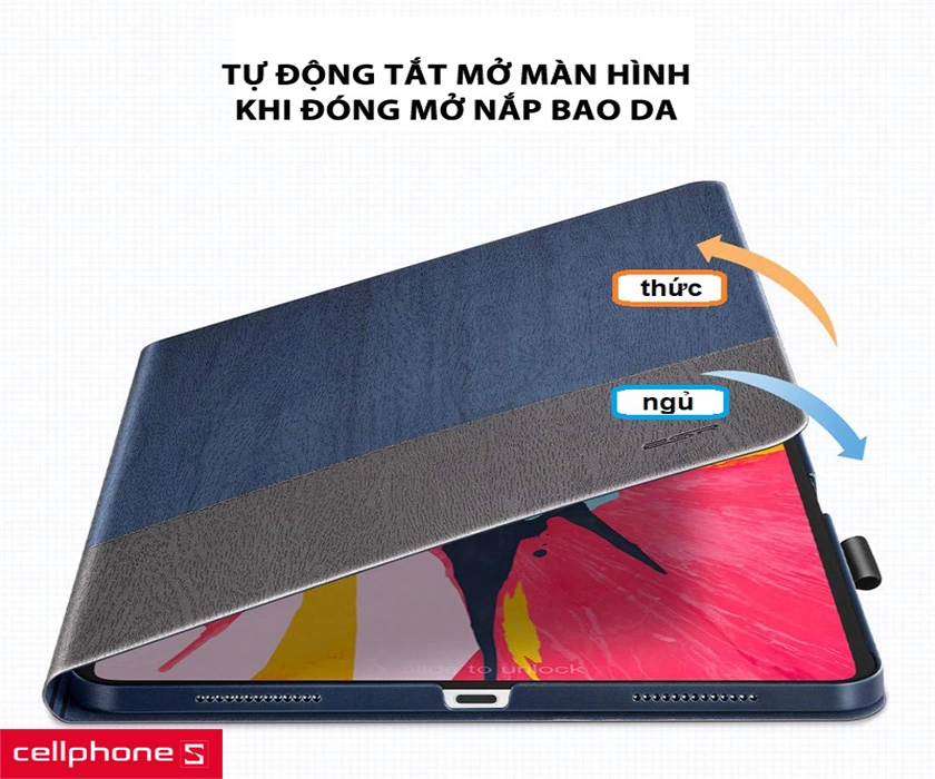 Tính năng tự động tắt mở màn hình và quai giữ bút Apple Pencil chắc chắn