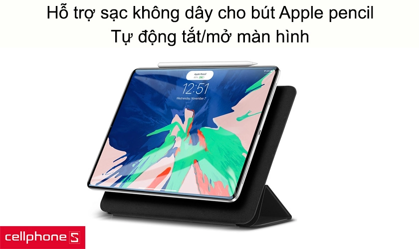 Hỗ trợ sạc không dây cho bút Apple pencil, tự động tắt/mở màn hình