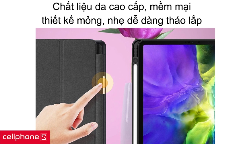 Chất liệu da cao cấp, mềm mại, thiết kế mỏng, nhẹ dễ dàng tháo lắp